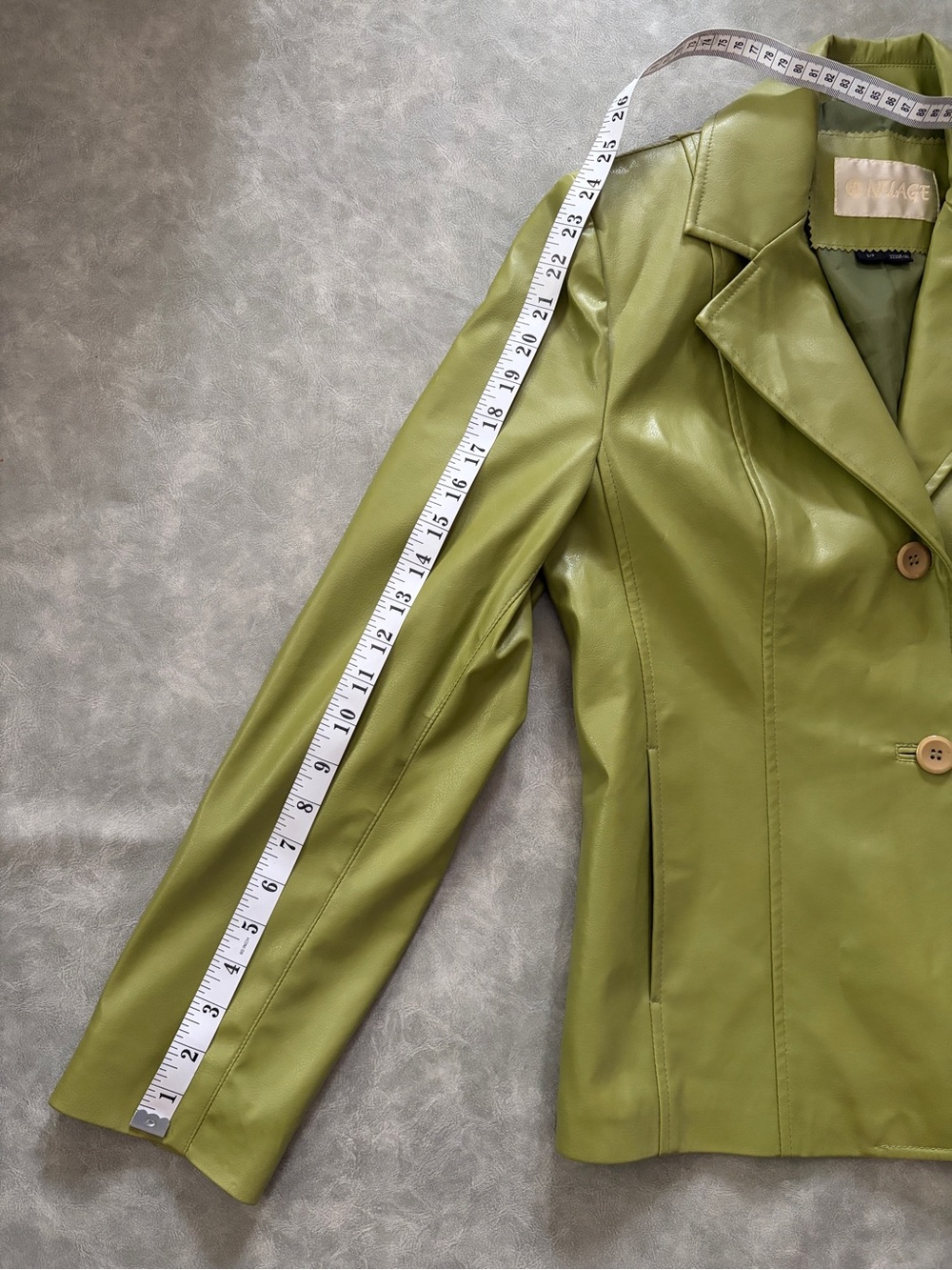 Vintage 90โs Y2K Green Faux Leather Blazer Jacket - Picture 10 of 11